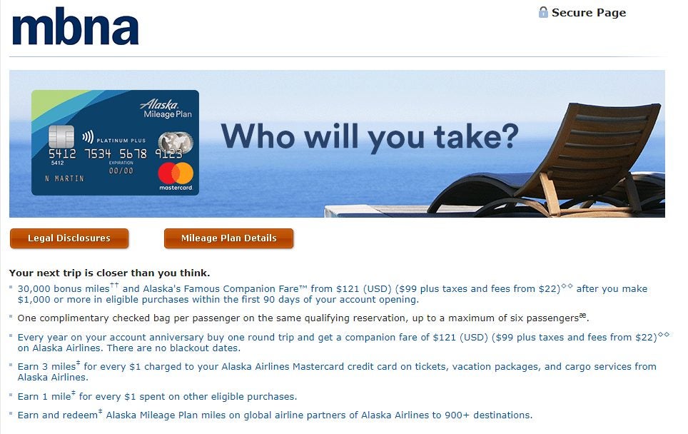 MBNA Alaska Mastercard bonus miles increased to 30,000 + Forums MBNA Alaska Mastercard bonus miles increased to 30,000 + Forums