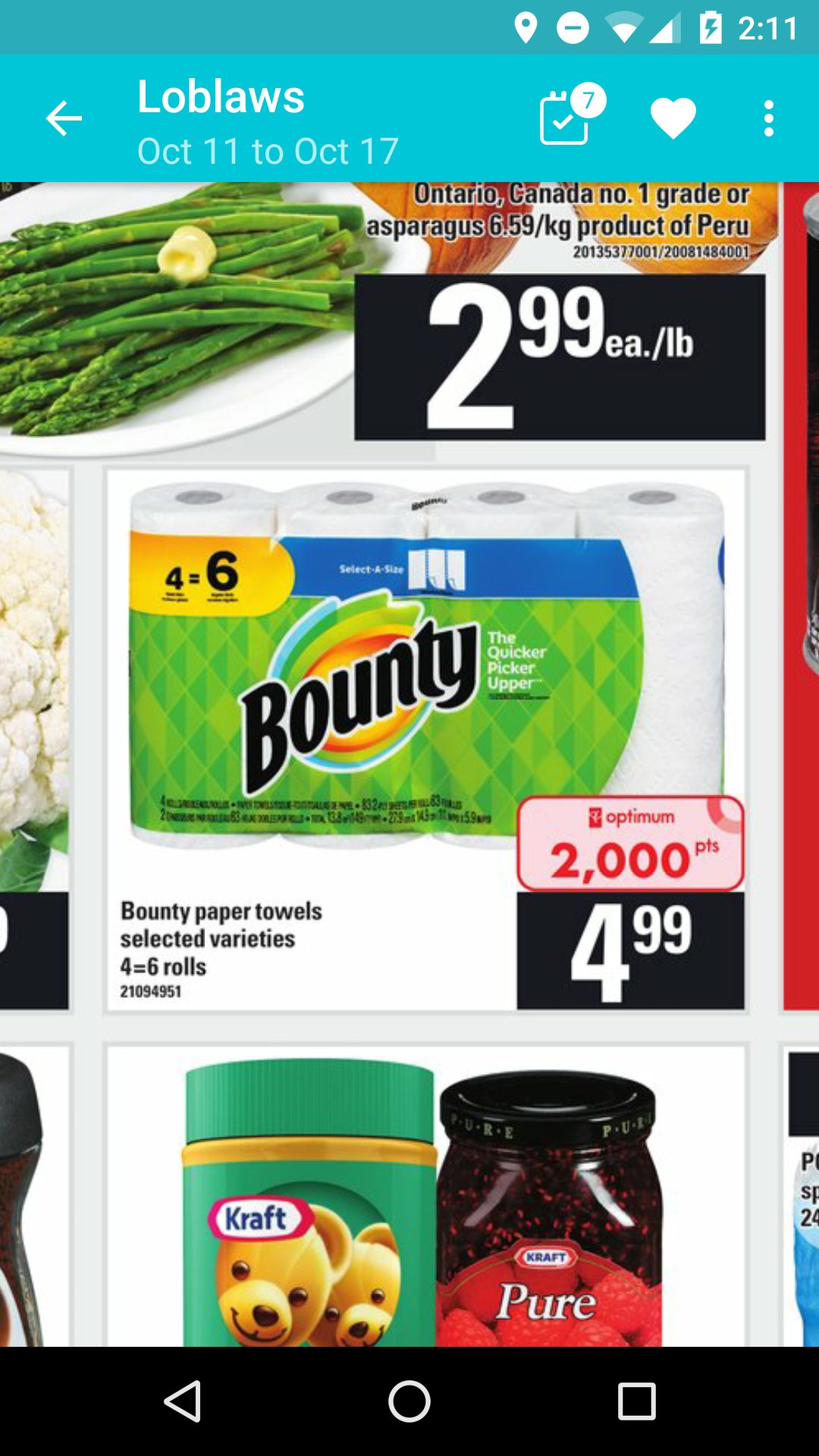 [Loblaws] Bounty paper towels, 2000PC pts plus 1 off coupon = 1.99