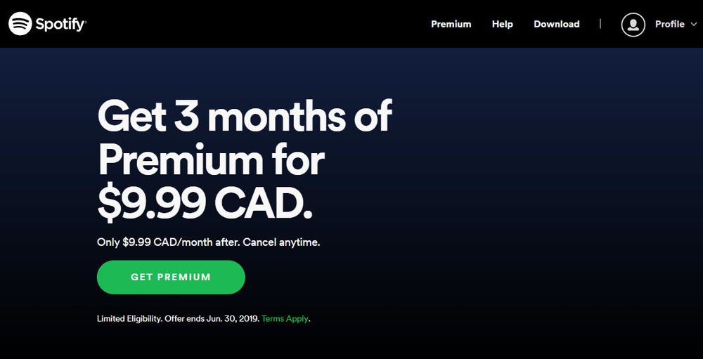 how much is spotify premium 12 months