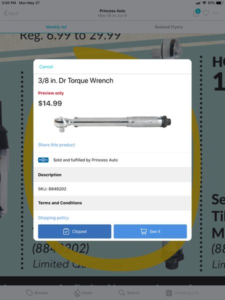 Princess auto on sale torque wrench