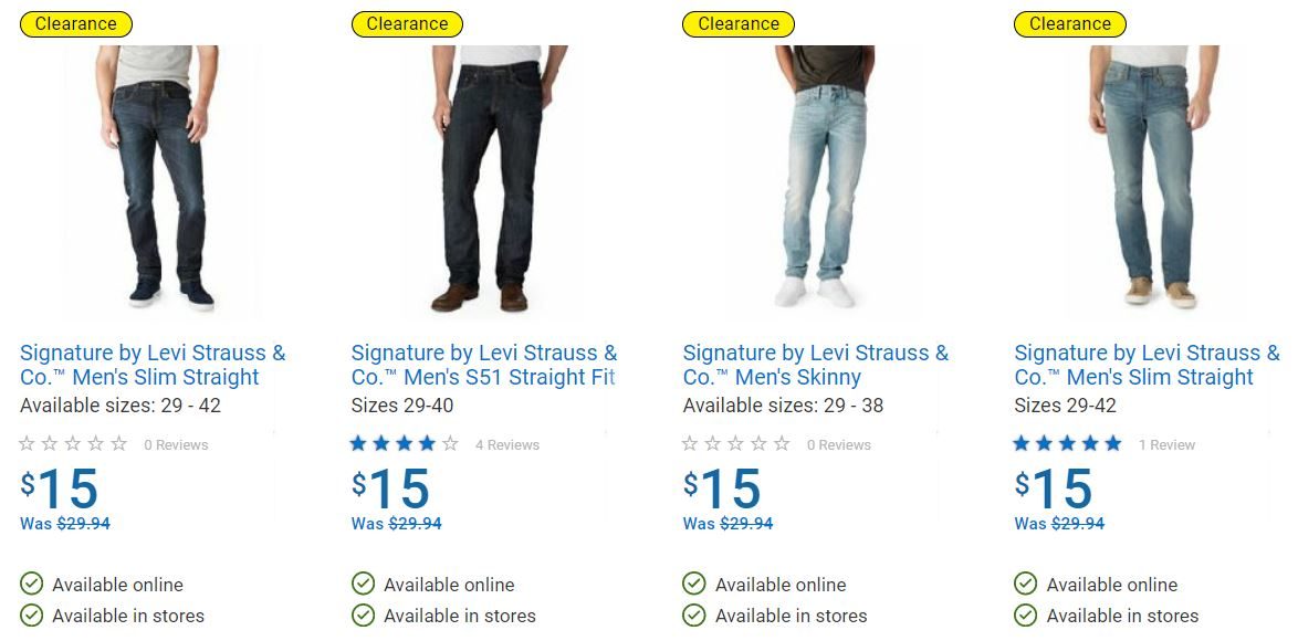 Walmart] Men's Signature by Levi Strauss & Co - clearance - $15-21