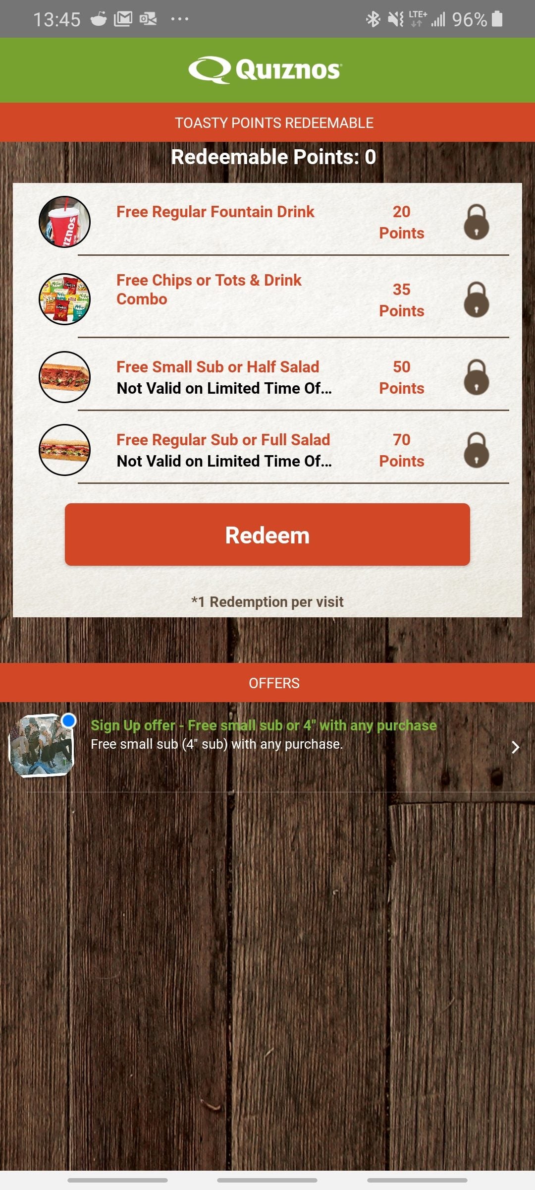 [Quiznos] Nationwide - Quiznos free sub w/purchase. Must have app ...