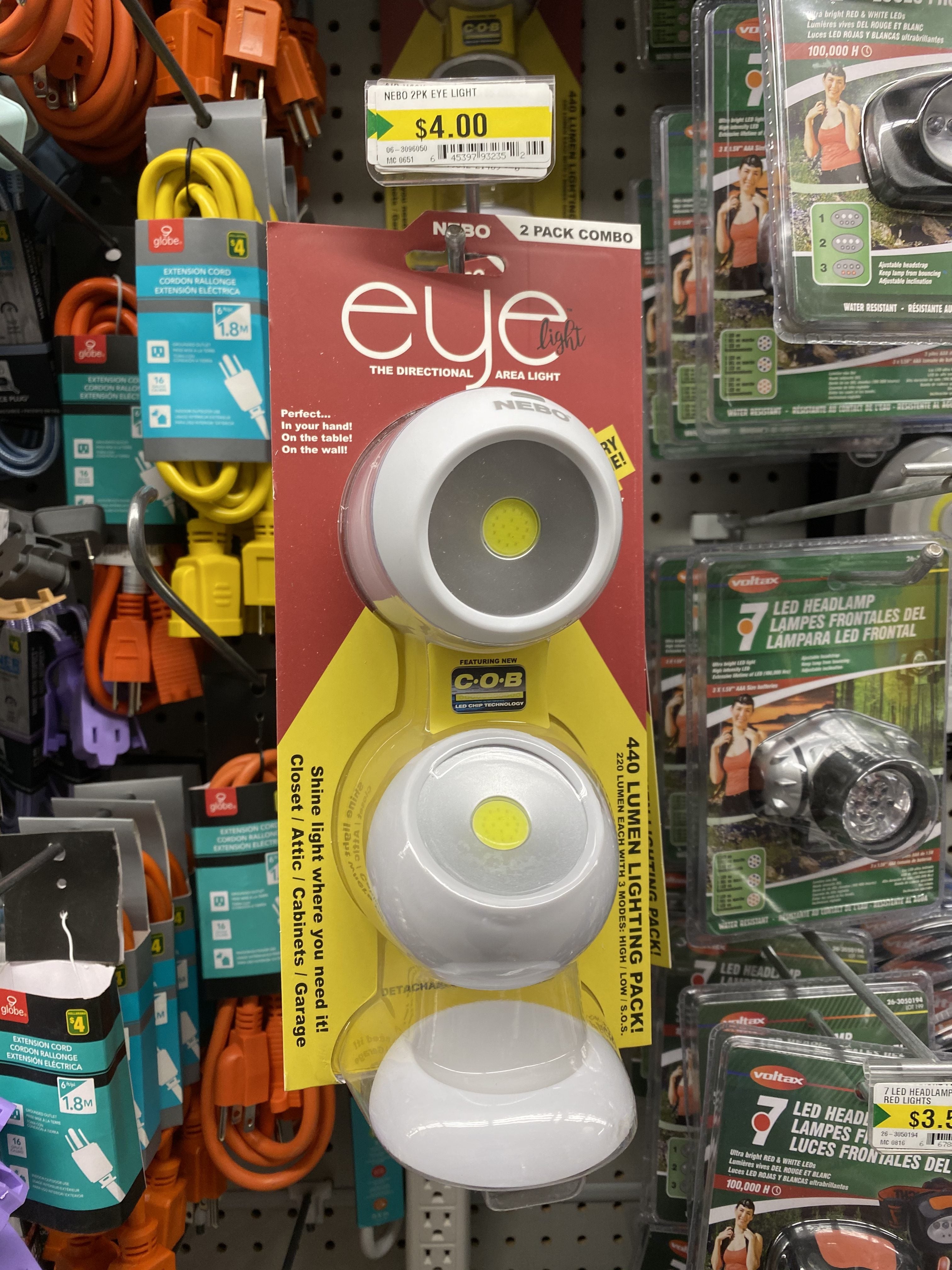 [Dollarama] Dollarama 4 Nebo Eye Light. 220 lumen. Batteries