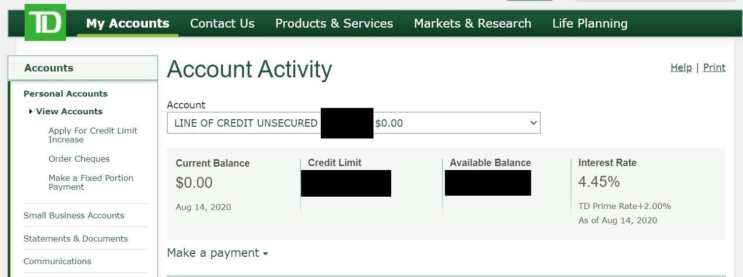 home line of credit interest rates