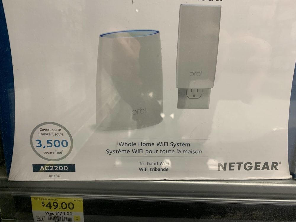 [Walmart] Orbi RBK30 mesh router $49. (from $174.) instore YMMV ...