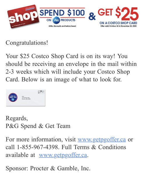 Costco] Spend $100 on P&G products and get $25 gift card - RedFlagDeals.com  Forums