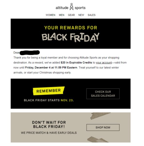 [Altitude Sports] Free 20 Expireable Credits (Black Friday) (YMMV?) Forums