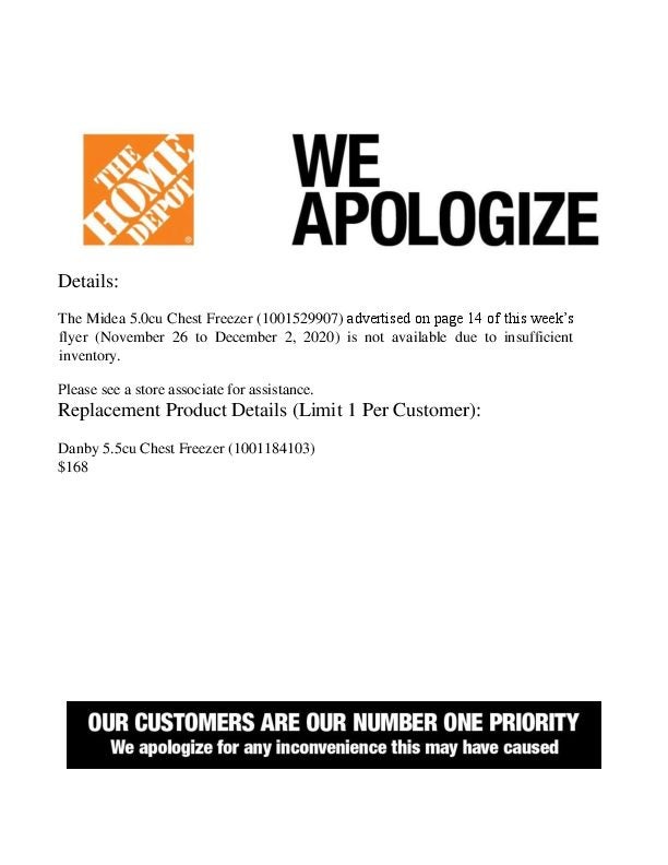 Home Depot Danby 5.5 Chest Freezer 168 RedFlagDeals Forums