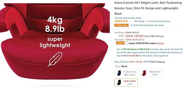 Diono Everett NXT Booster Seat Red
