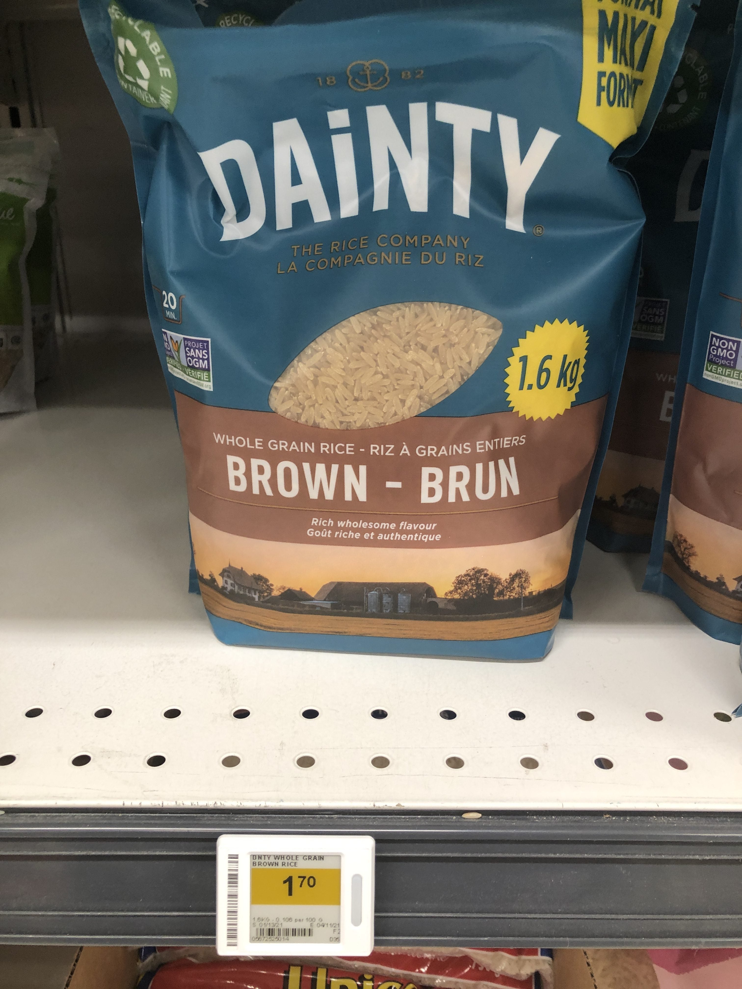 [Real Canadian Superstore] Dainty Whole Grain Brown Rice (1.6 KG), 1.