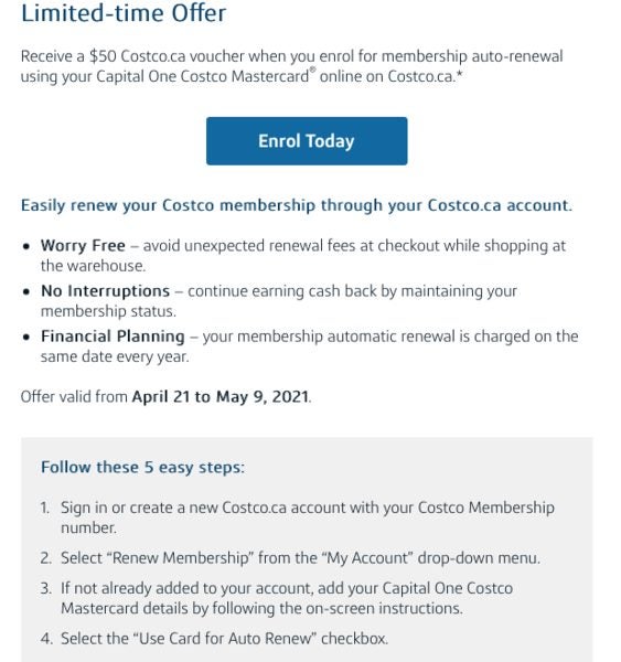 [Costco] YMMV 50 Costco voucher for setting up Costco membership auto