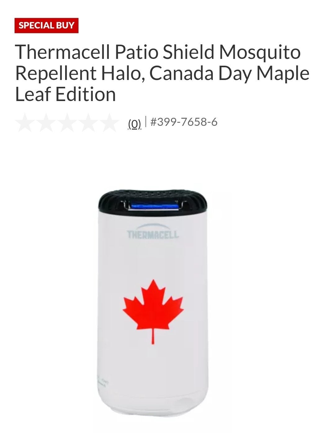 [Canadian Tire] Thermacell Patio Shield Canada Day Maple Leaf Edition 29.99