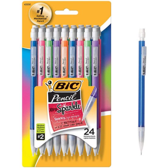 4. Best Pencils Set: BIC Xtra-Sparkle Mechanical Pencil, Medium Point (0.7 mm), 24-Count, Refillable Design for Long-Lasting Use