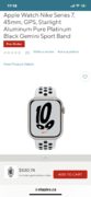 Apple Watch Nike Series 7, 45mm, GPS, Starlight Aluminum Pure Platinum Black Gemini Sport Band $530.74