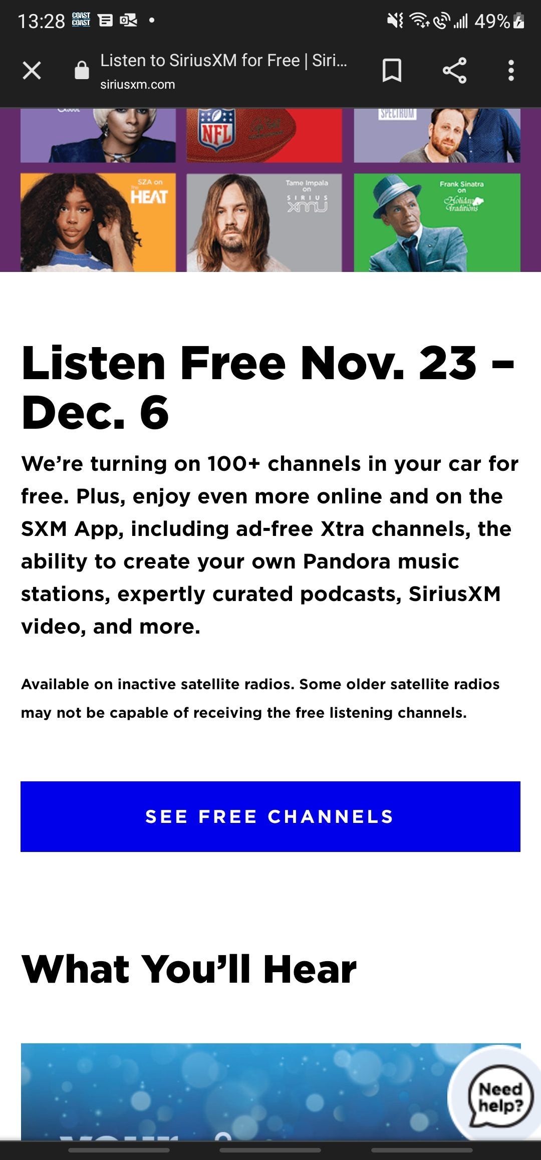 [SiriusXM] SiriusXM free preview. Nov 23 Dec 6 Forums