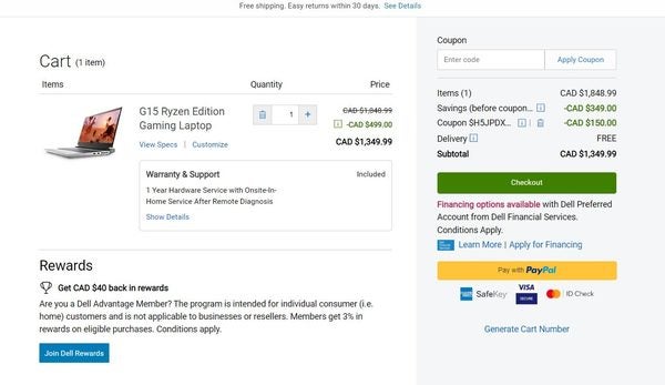 Dell] [Boxing Day] Dell G15 Ryzen 5800H RTX3060 16GB 165Hz FHD 300 Nits -   - 10% sign up - 12% Rakuten = 1188$ + tax  Forums
