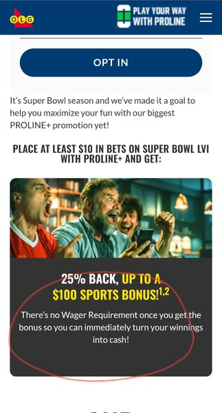 PROLINE+ Super Bowl LVII Promotion - Lottery Bonus