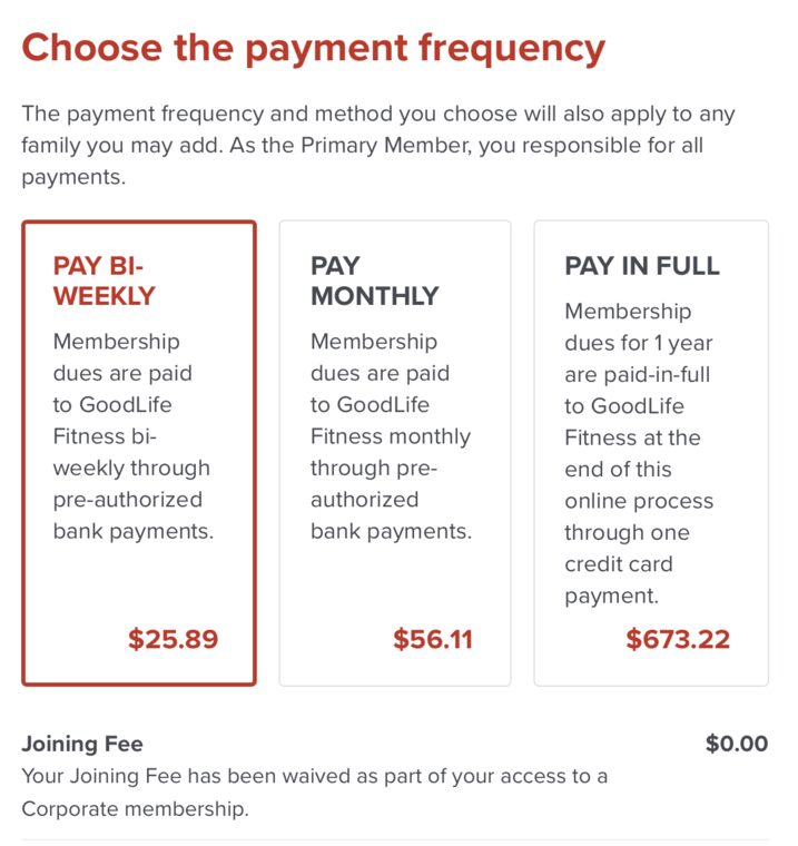 goodlife gym membership fees
