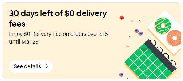 First delivery free store uber eats