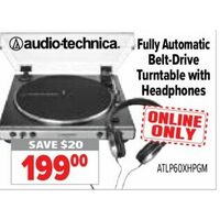 Audio-Technica Fully Automatic Belt-Drive Turntable With Headphones