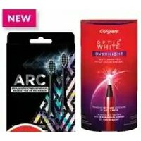 Arc Battery Toothbrush Brush Heads Colgate Optic White Overnight Whitening Pen or Oral-B Power Toothbrush 