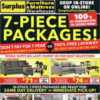 Surplus Furniture - 7-Piece Packages! (Brantford/Kitchener/St. Catharines - ON) Flyer