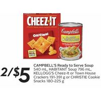 Campbell's Ready To Serve Soup, Habitant Soup,Kellogg's Cheez-It Or Town House Crackers Or Christie Cookie Snacks