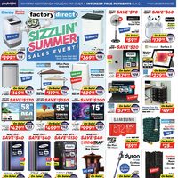 Factory Direct - Weekly Deals - Sizzlin' Summer Sales Event Flyer
