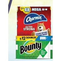 Charmin Bath Tissue, Bounty Paper Towel Double