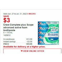 Crest Complete Plus Scope Advanced Active Foam Toothpaste