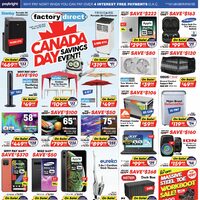 Factory Direct - Weekly Deals - Canada Day Savings Event Flyer