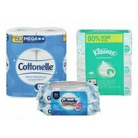 Cottonelle Cleancare or Comfort Care Bathroom Tissue Mega Kleenex Facial Tissues or Cottonelle Moist Wipes 
