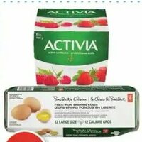 PC Free-Run Eggs, Danone Activia or Oikos Yogurt