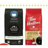 Mccafe Whole Bean Coffee, Kicking Horse or Tim Hortons Ground Coffee