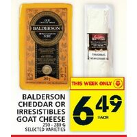 Balderson Cheddar Or Irresistibles Goat Cheese