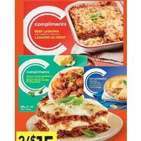 Compliments Lasagna, Mac N'cheese, Meatballs or Meat Pies