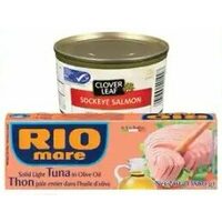 Rio Mare Tuna, Gold Seal or Clover Leaf Wild Red Pacific Sockeye Salmon