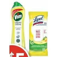 Lysol Disinfecting Wipes, Toilet Bowl Cleaner or Vim Cream Cleanser