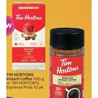 Tim Hortons Instant Coffee or Tim Hortons Espresso Pods