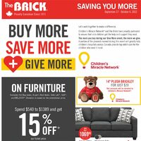 The Brick - Saving You More - Buy More, Save More, Give More (Franchise ON Version) Flyer
