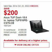Asus Tuf Dash 15.6 in. Laptop TUF5165PE-CS79-CB