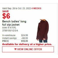 Bench Ladies Long Full Zip Jacket