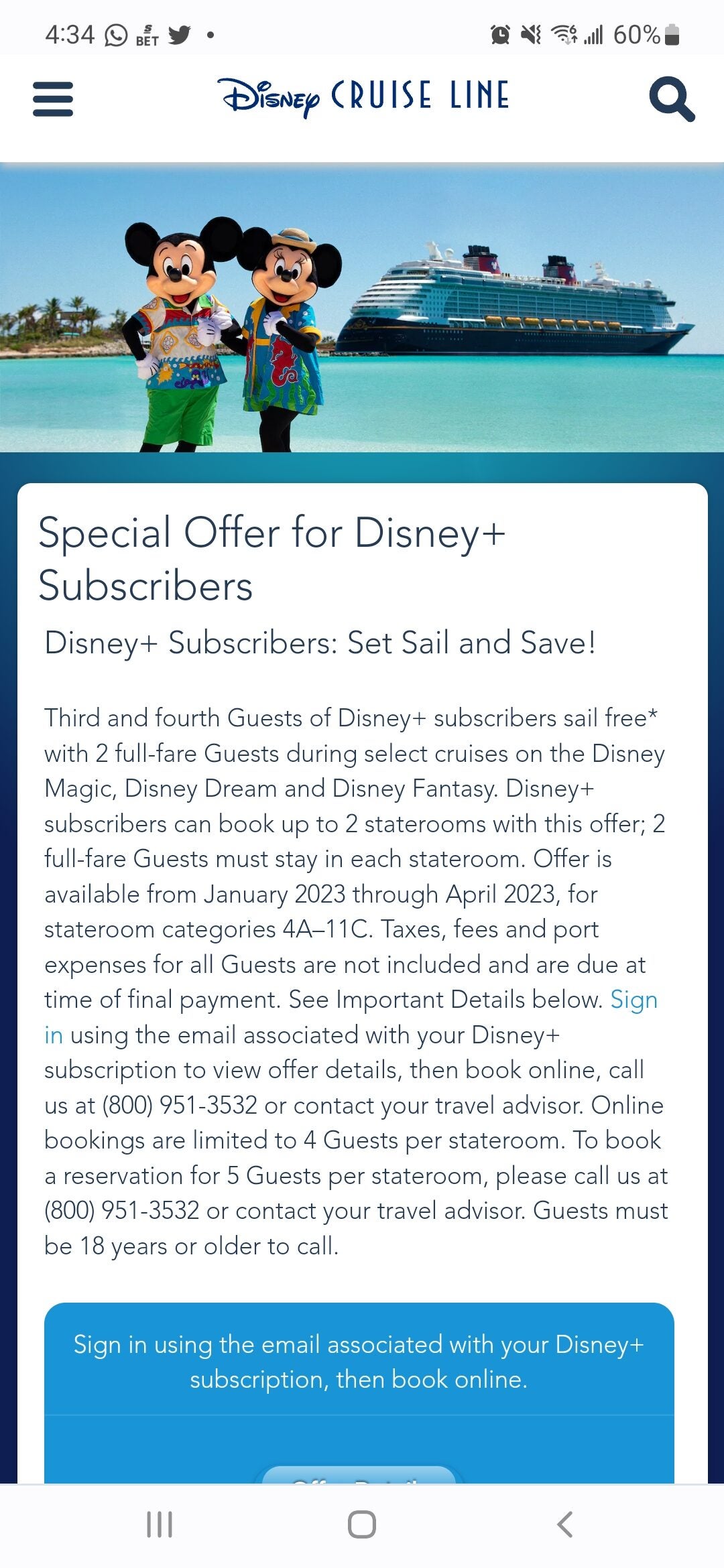 [Disney Cruises] Disney Cruise 3rd & 4th guest free RedFlagDeals