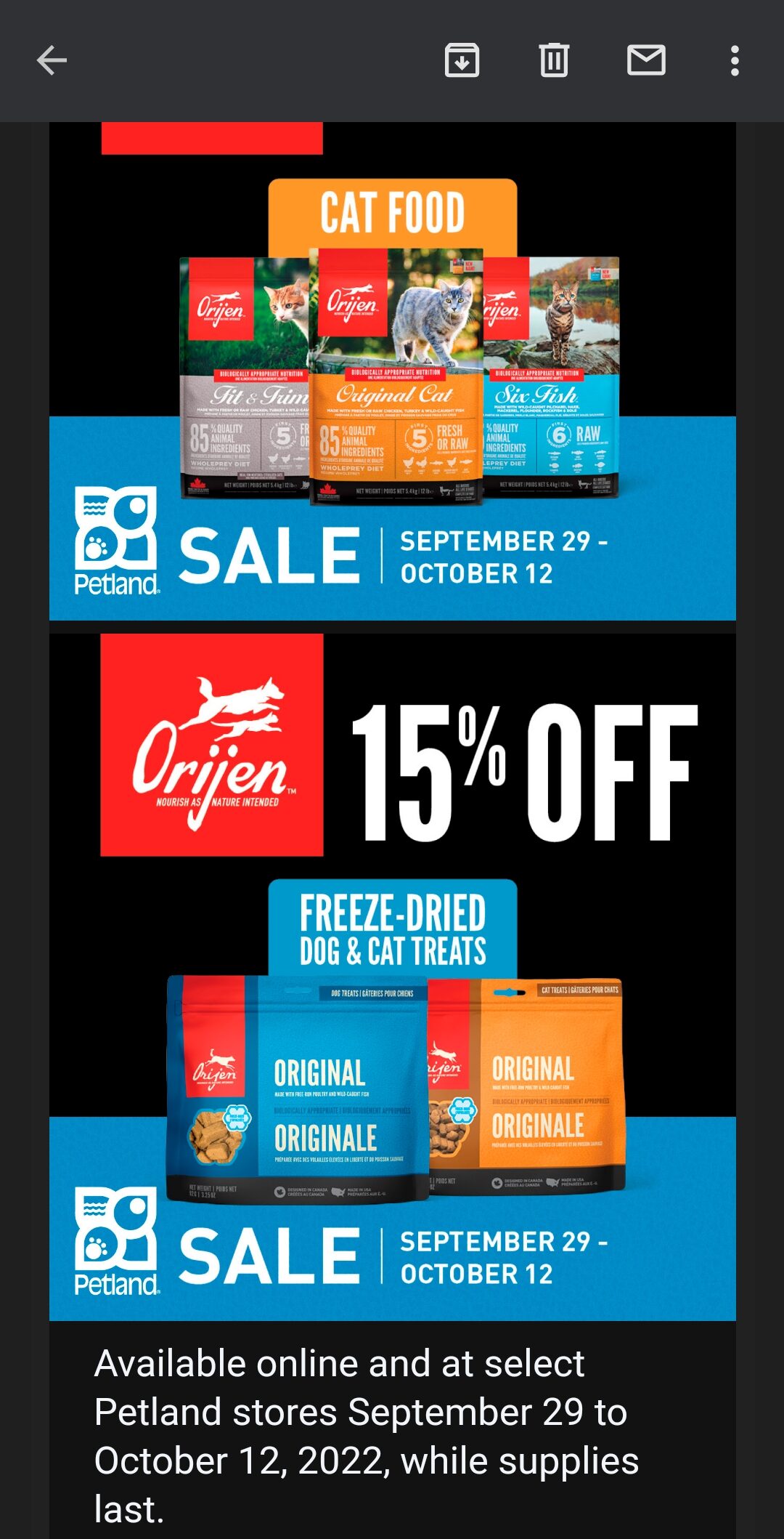 Petland Save BIG On Orijen Food Treats RedFlagDeals Forums