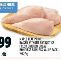 Maple Leaf Prime Raised Without Antibiotics Fresh Chicken Breast Boneless Skinless Value Pack