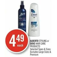 Alberto Styling Or Dove Hair Care Products