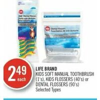 Life Brand Kids Soft Manual Toothbrush, Kids Flossers Or Dental Flossers