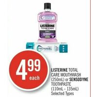 Listerine Total Care Mouthwash Or Sensodyne Toothpaste
