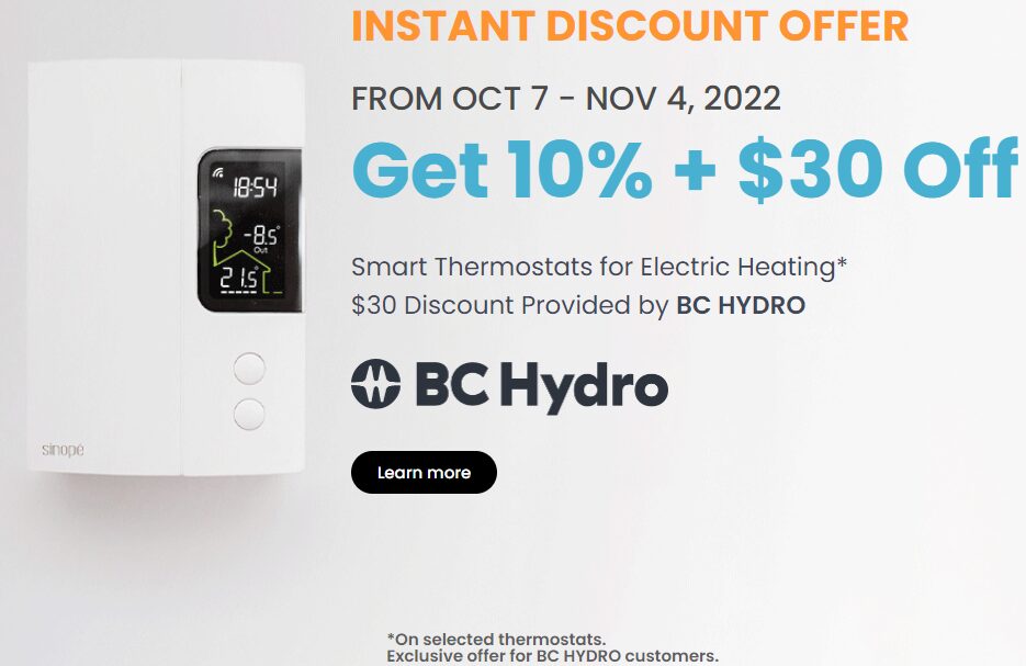  Mysa 60 Off On Mysa Smart Thermostats BC Hydro Rebate 