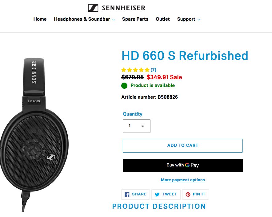 Sennheiser HD 660 S Refurbished 409.95 possible further 5 off